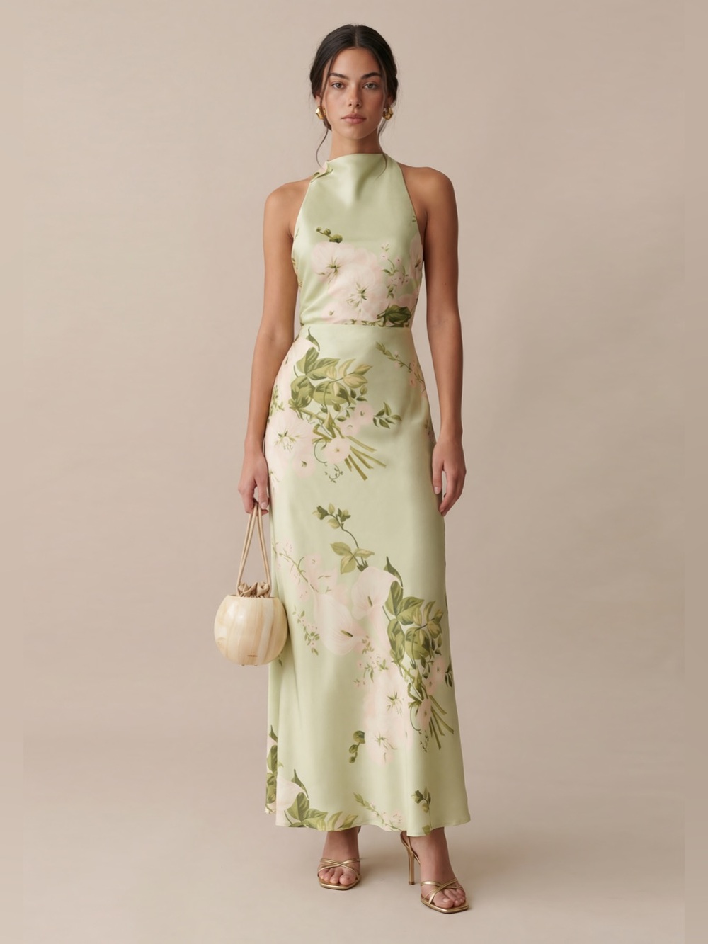 NWT o.p.t Roslyn Silk Dress size Medium M Few Moda mint blossom green floral - Picture 3 of 4